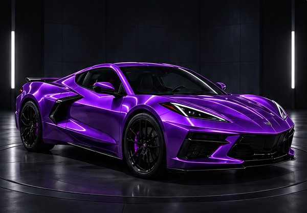 After: wrapped in electric violet